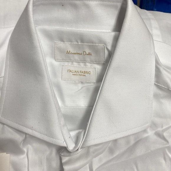 NWT. Massimo Dutti White Slim Fit Cotton Twill Shirt. Size 16,5. - Picture 11 of 14